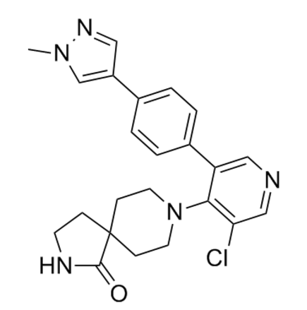 8-[3-氯-5-[4-(1-甲基-1H-吡唑-4-基)苯基]-4-吡啶基]-2,8-二氮杂螺[4.5]癸烷-1-酮，1661839-45-7