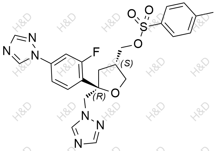 ((3S,5R)-5-((1H-1,2,4-triazol-1-yl)methyl)-5-(2-fluoro-4-(1H-1,2,4-triazol-1-yl)phenyl)tetrahydrofuran-3-yl)methyl 4-methylbenzenesulfonate	泊沙康唑杂质34	