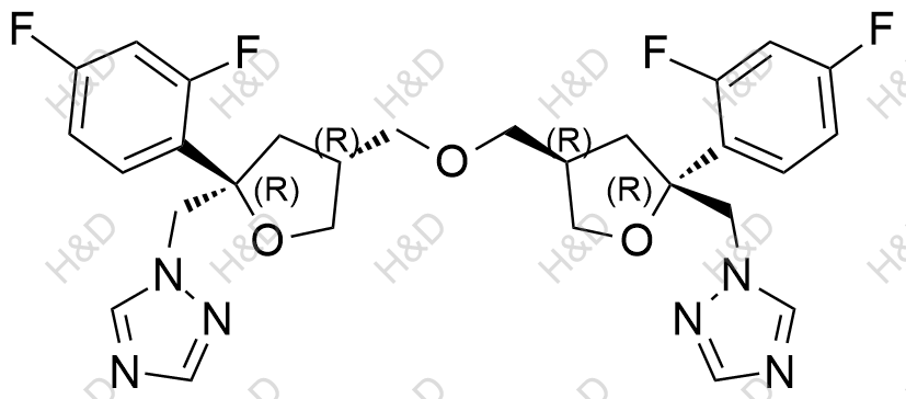 1,1'-(((2R,2'R,4R,4'R)-4,4'-(oxybis(methylene))bis(2-(2,4-difluorophenyl)tetrahydrofuran-4,2-diyl))bis(methylene))bis(1H-1,2,4-triazole)	泊沙康唑杂质138	