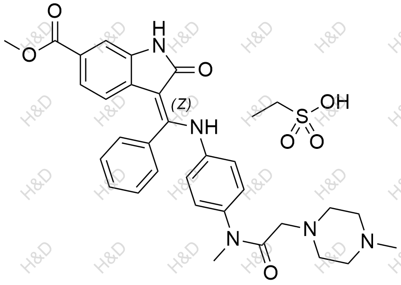 Nintedanib(Ethanesulfonate)	尼达尼布(乙磺酸盐)	656247-18-6