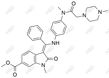 (Z)-methyl 1-methyl-3-(((4-(N-methyl-2-(4-methylpiperazin-1-yl)acetamido)phenyl)amino)(phenyl)methylene)-2-oxoindoline-6-carboxylate	尼达尼布杂质64	