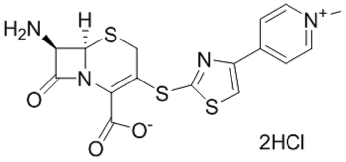 7β-氨基-3-[4-(1-甲基-4-吡啶鎓)-2-噻唑硫基]-3-头孢烯-4-羧酸﹒二盐酸化物