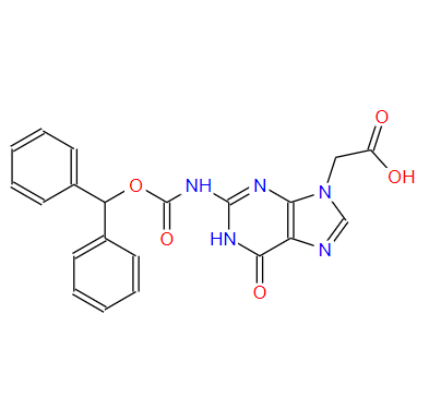 2-(2-(二苯甲基氧羰酰胺)-6-氧-1H-嘌呤-9(6H)-基)乙酸 169287-79-0