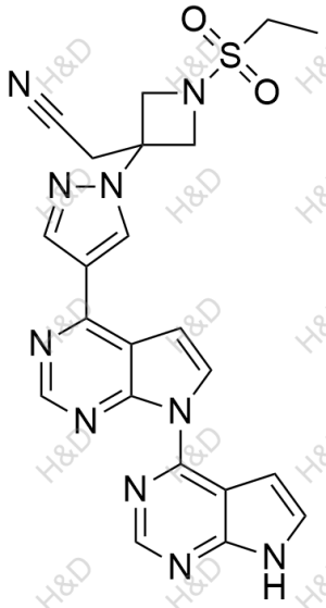 2-(3-(4-(7H-[4,7'-bipyrrolo[2,3-d]pyrimidin]-4'-yl)-1H-pyrazol-1-yl)-1-(ethylsulfonyl)azetidin-3-yl)acetonitrile	巴瑞替尼杂质23