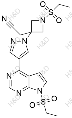 2-(1-(ethylsulfonyl)-3-(4-(7-(ethylsulfonyl)-7H-pyrrolo[2,3-d]pyrimidin-4-yl)-1H-pyrazol-1-yl)azetidin-3-yl)acetonitrile	巴瑞替尼杂质25