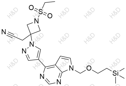 4-(1-(1-(ethylsulfonyl)-3-(prop-2-yn-1-yl)azetidin-3-yl)-1H-pyrazol-4-yl)-7-((2-(trimethylsilyl)ethoxy)methyl)-7H-pyrrolo[2,3-d]pyrimidine	巴瑞替尼杂质43