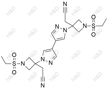 2,2'-(3,3'-(1H,1'H-[4,4'-bipyrazole]-1,1'-diyl)bis(1-(ethylsulfonyl)azetidine-3,3-diyl))diacetonitrile	巴瑞替尼杂质59