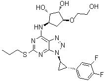 CAS 登录号：1788033-05-5, (1S,2S,3R,5S)-3-[[3-[(1R,2S)-2-(3,4-二氟苯基)环丙基]-5-(丙硫基)-3H-1,2,3-三唑并[4,5-d]嘧啶-7-基]氨基]-5-(2-羟基乙氧基)-1,2-环戊二醇