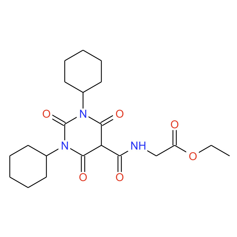 2-(1,3-二环己基-2,4,6-三氧代六氢嘧啶-5-甲酰氨基)乙酸乙酯，960540-96-9