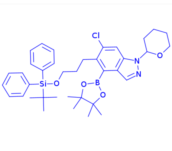 5-(3-((tert-butyldiphenylsilyl)oxy)propyl)-6-chloro-1-(tetrahydro-2H-pyran-2- yl)-4-(4,4,5,5-tetramethyl-1,3,2-dioxaborolan-2-yl)-1H-indazole