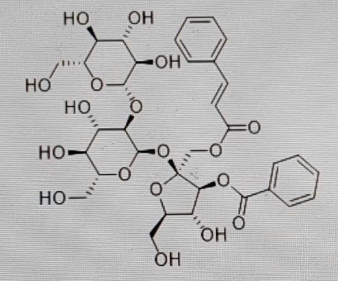 2'-肉桂酰基-3'-苯甲酰基-(2-O-Α-葡萄糖基)蔗糖酯，154287-55-5，2'-cinnamoyl-3'-benzoyl-(2-O-α-glucosyl)-Sucrose，天然产物，中药对照品。