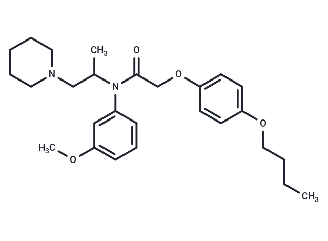 化合物 Acetamide, N-(m-anisyl)-2-(p-butoxyphenoxy)-N-(1-methyl-2-piperidino)ethyl-|T29569|TargetMol