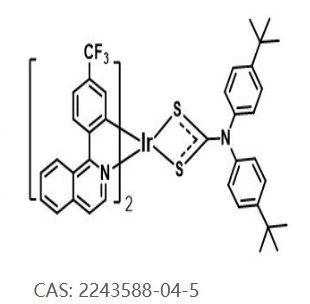 2243588-04-5：双（1-（4-（三氟甲基）苯基）异喹啉）（N，N-双（4-（叔丁基）苯基）二硫代氨基甲酸酯）铱（III）