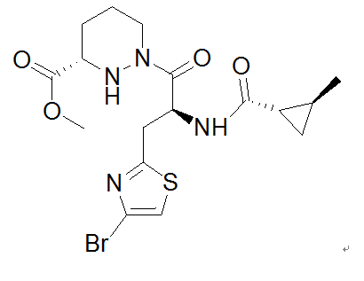 (S)-1-((S)-3-(4-溴噻吩-2-基）-2-((1S,2S)-2-甲基环丙烷-1-甲酰胺）丙酰基)六氢哒嗪-3-甲酸甲酯