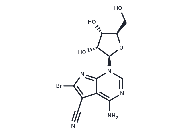 化合物 4-Amino-6-bromo-5-cyano-1-(beta-D-ribofuranosyl)-7H-pyrrolo[2.3-d]pyrimidine|TNU1034|TargetMol