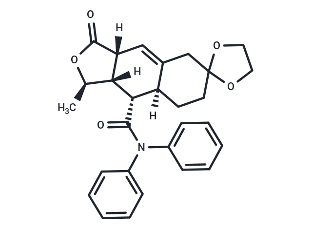 化合物 (1'R,3a'R,8a'S,9'S,9a'S)-1'-Methyl-3'-oxo-N,N-diphenyl-3',3a',5',7',8',8a',9',9a'-octahydro-1'H-spiro[[1,3]dioxolane-2,6'-naphtho[2,3-c]furan]-9'-carboxamide|T67324|TargetMol