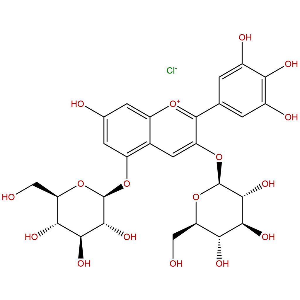 氯化飞燕草素-3,5-O-二葡萄糖苷，Delphinidin-3,5-O-diglucoside chloride，17670-06-3